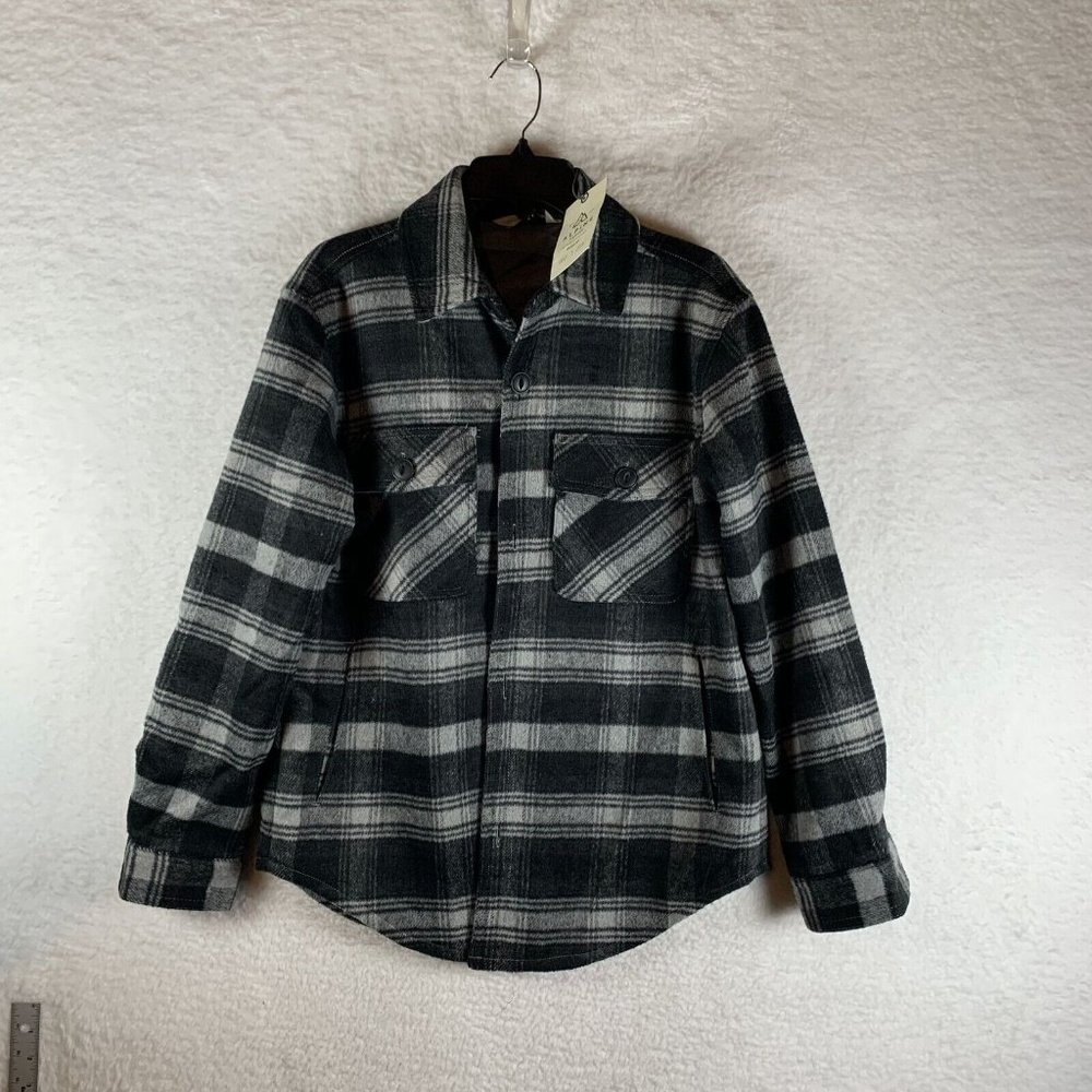 Alpine Design Shacket Womens Small Black Plaid Pockets Aerial Trail Wool 7030